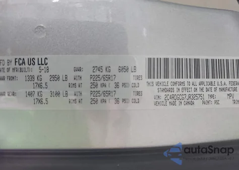 2018 Dodge Grand Caravan Sxt from USA, damaged, VIN 2C4RDGCG7JR325751